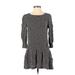 Meadow Rue Casual Dress - DropWaist Crew Neck 3/4 sleeves: Gray Dresses - Women's Size 2