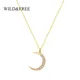 Interface & Free-Collier croissant de lune simple pour femme pendentif en cristal demi-lune uni