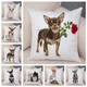 Housse de coussin en peluche jolie taie d'oreiller en forme d'animal petit chien Chihuahua