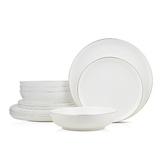 Birch Lane™ Sable Stone Lain 12-Piece Dinnerware Set Bone China Bone China/Ceramic in White | Wayfair 5521AA0660824118811EBE6B55D3A607
