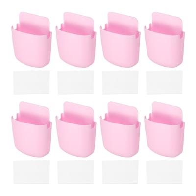 8pcs Remote Control Holders Wall Mount Hole-Free Storage Box with Adhesive, Pink