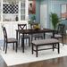 6-Piece Wood Dining Sets, Rectangular Dining Table, 4 Dining Chairs with Padded Seat and Upholstered Bench