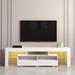 Living Room Furniture TV Stand Cabinet with 2 Drawers and 2 Open Shelves, 20-color Led Lights with Remote and Sturdy Frame