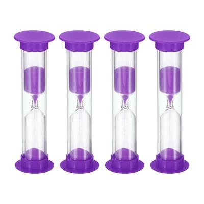 3 Minute Sand Timer, 4Pcs Small Sandy Clock, Count Down Sand Glass Purple