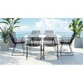 AllModern Pixley Rectangular 6 - Person 55.25" Long Outdoor Dining Set Metal in Black | 55.25 W x 31.5 D in | Wayfair