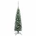 The Holiday Aisle® Slim Artificial Pre-lit Christmas Tree w/ Ball Set Xmas Decoration, Steel in Green/Orange | Wayfair
