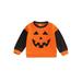 SHIBAOZI Toddler Kids Baby Boys Girls Halloween Sweatshirt Pumpkin Face Print Crew-Neck Long Sleeve Pullover Tops