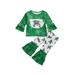 Peyakidsaa Kids Toddler Baby Girl 2Pcs Christmas Outfits Long Sleeve Truck Print T-Shirt and Flare Pants Set