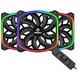 Enermax SquA RGB PWM 120mm Case Fan Addressable RGB Sync Via Motherboard w/ RGB Control Box 3 Fan Pack - Black UCSQARGB12P-BP3