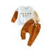 wybzd Baby Boy Clothes Outfits 2pcs Letter Print Crewneck Sweatshirt Pants Sweatsuit Little Boy Clothing White Letter 2-3 Years