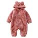 nsendm 2t Romper Baby Girls Boys Cute Solid Long Sleeves Cartoon Bear Ears Footed Chickpea Baby Clothes Childrenscostume Pink 12-18 Months