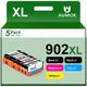 5-Pack 902XL Ink Cartridges 902 Ink 902 Ink Cartridges Replacement for Printer Ink HP 902 XL 902 Ink for Officejet Pro 6978 6968 6974 6975 6960 Officejet 6951 6954 6956 6958 Black Cyan Magenta Yellow