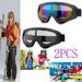 2PCS Outdoors Ski Goggles Double UV400 Anti Fog Dust Wind UV Ski Mask Glasses Outdoor Sport Snow Snowboard PC Monolayer Goggles KKSQ
