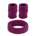 Unique Bargains 3 pcs Sports Headband Wristband Cotton Blend Sweat Absorbing Head Band Purple Red for Women
