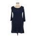 Mia + Tess Casual Dress Scoop Neck 3/4 sleeves: Blue Print Dresses - Women's Size Medium