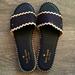 Kate Spade Shoes | Kate Spade Slip On Zira Sandals Size 8.5 Navy Blue Canvas & Woven | Color: Blue | Size: 8.5