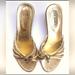 Coach Shoes | Coach Shoes Vintage Coach Gold Erica Strappy Buckle Kitten Heel Sandal 9m | Color: Gold/Tan | Size: 9