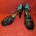 Nine West Shoes | Nine West Black Genuine Leather Strappy Cage Heeled Sandal | Color: Black | Size: 9.5