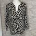 Michael Kors Tops | Michael Kors Leopard Print Blouse With 3/4 Sleeves Size S | Color: Black/Brown/Cream | Size: S