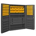 14 Gauge 12 Door Shelves Lockable Cabinet with 72 Yellow Hook on Bins & 1 Adjustable Shelf & 4 Drawers Gray - 48 x 24 x 72 in.