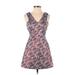 Topshop Casual Dress - A-Line: Blue Tweed Dresses - Women's Size 4