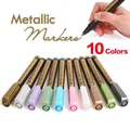 Marqueurs de peinture métalliques fins 10 couleurs 2 pièces stylos art du métal peinture en