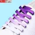 Lacets de chaussures plats en toile 1 paire couleurs changeantes dégradé de couleurs imprimé