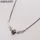 ANENJERY-Collier en argent thaïlandais pour femme bijoux vintage ailes d'ange coeur noir