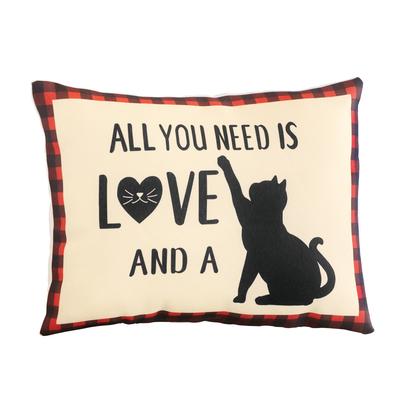 All You Need is Love and a Cat Accent Throw Pillow