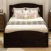 Twin Wood Platform Bed Frame with Curved Headboard and Casters Drawer, 36.1''L*41.3''W*79.5''H, 64.39LBS