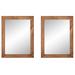 Set of 2 Modern Farmhouse Mirror Set Distressed Brown Wood Frame 31 x 24 inch - 31H x 24W x 0.75D inches