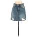 Zara Basic Denim Mini Skirt Mini: Blue Print Bottoms - Women's Size X-Small