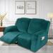 6-Piece Velvet Recliner Sofa Cover 2 Seater Loveseat Slipcover Non-Slip Stretch Couch Furniture Protector Emerald Green