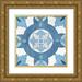 Vassileva Silvia 20x20 Gold Ornate Wood Framed with Double Matting Museum Art Print Titled - Gypsy Wall Tile 6 Blue Gray