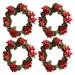Set of 4 Christmas Candle Ring for Pillars Rustic Candle Holders Small Wreaths for Christmas Holiday Party Dining Table Decoration (Fits 3.15inches Diameter Candle)