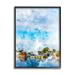 Stupell Industries Summer Boats Docked Port Harbor Cloudy Blue Sky Framed Wall Art 11 x 14 Design by Chamira Young