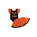 Canis Infant Baby Girls 2Pcs Halloween Clothes Set Pumpkin Print Romper + Mesh Short Skirt Children Jumpsuit Outfits