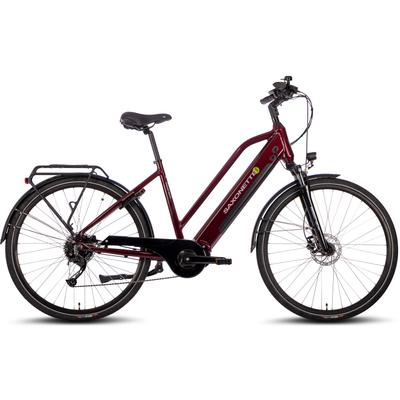 E-Bike SAXONETTE "Deluxe Sport Lady" E-Bikes Gr. 50 cm, 28 Zoll (71,12 cm), rot (bordeau x glänzend) E-Bikes