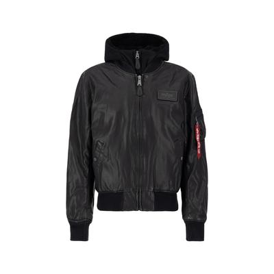 Lederjacke ALPHA INDUSTRIES "Alpha Industries Men - Leather & Vegan Jackets MA-1 D-Tec FL" Gr. L, schwarz (black/black) Herren Jacken