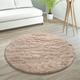 Paco Home - Tapis De Salon Poils Longs Fausse Fourrure Shaggy Moelleux Monochrome Beige, 120 cm rond