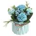 Pgeraug Ornaments Potted Artificial Flowers Tree Green Succulents Pot Flower Grass Desktop Bonsai Decor Desktop Ornament Blue