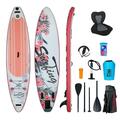 ELECWISH 11 Ft Inflatable Stand Up Paddle Board with Kayak Seat Non-Slip Deck SUP Paddle Board with Premium Kayak and SUP Accessories & Backpack Pink Flower