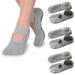 4Pairs Women s Non-Slip Barre Yoga Socks with Straps Light gray