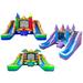 Pogo Bounce House Crossover Double Water Slide Bounce House Combo Trio Pink Tropical and Rainbow