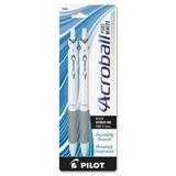 Pilot Acroball .7mm Retractable Pens Fine Pen Point - 0.7 mm Pen Point Size - Refillable - Retractable - Black Advanced Ink Ink - White Barrel - 2 / Pack
