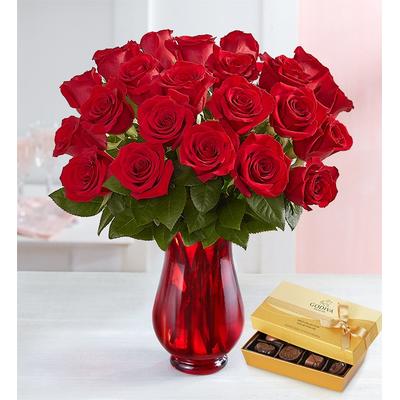 1-800-Flowers Flower Delivery Two Dozen Red Roses W/ Clear Vase | Quality Delivered | Happiness Delivered To Their Door