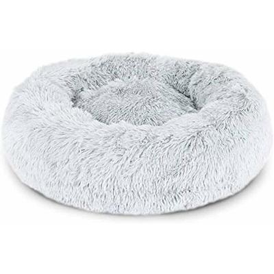 Round Dog Basket Cat Cushion Soft and Warm Donut Basket, Light Grey, External Dimensions Ø 40 cm (S)