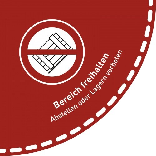 Fußbodenaufkleber Bereich freihalten...(Viertelkreis), Folie, rutschh.,900x900mm Image