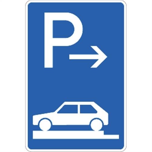 Verkehrsschild VZ315-81, Parken ganz auf Gehwegen quer links (Anfang), Alu, RA2, 600x900 mm Image