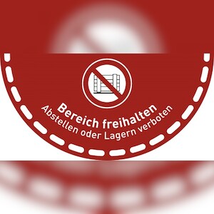 Fußbodenaufkleber Bereich freihalten... (Halbkreis), Folie, rutschh., 900x450 mm Image